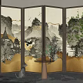 New Chinese Style Screen Partition 3d model
