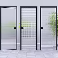 Modern Glass Doors With Geometric Patterns And Black Frames For Interior Design 3d model