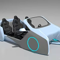 Futuristic Concept Car With Sleek Design Four Seats And Circular Blue Ring Wheels