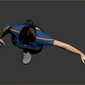 Woman In Blue Cropped Top And Black Leggings Stretching With White Sneakers