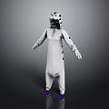 Casual White Onesie With Black Spotted Hood And Purple Shoes Design