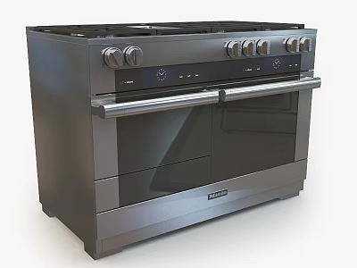 Stainless Steel Gas Range Oven with Double Doors Control Panel and Kitchen Knobs 3d model
