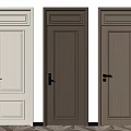Swing Interior Doors With Wooden Texture Three Color Options And Metal Handles