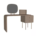 Modern Light Colored Dressing Table With Oval Mirror Small Shelf And Drawers
