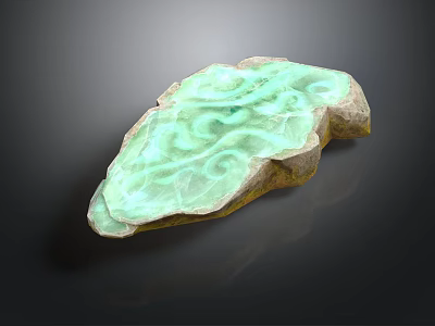 Green Carved Stone Decorative Object With Swirl Patterns For Home Use 3d model