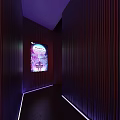 Modern Vibrant Club Interior With Neon Lights Large Screen And Seating Area