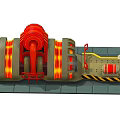 Industrial Heated Drum Furnace Equipment With Red Pipes Safety Railings And Control Panel