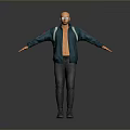 Man With Open Green Jacket Glasses Gray Pants Blue Shoes And Arms Outstretched