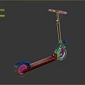 Modern Black Electric Scooter With Colorful Striped Deck Two Wheels And Sleek Design