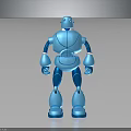 Blue Robot 3D Model Design With Shiny Surface And Stylized Joints Toy Figurine