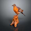 Beautiful Pigeon With Orange Chest And Gray Wings Perched On Tree Stump