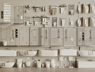 Shower Room Shower Bath Towel Rack Toilet Urinal Squat Toilet Hair Dryer Shower Partition Shower 3d model