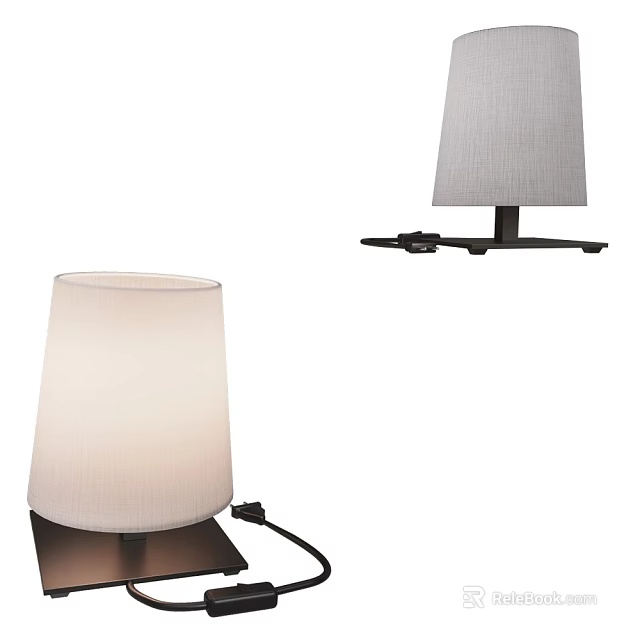 Modern Table Lamp With White Fabric Shade And Black Base For Home Decor 3d model 