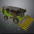 Green Brown BioTechno Combine Harvester With Yellow Reaper Parts And Wheels