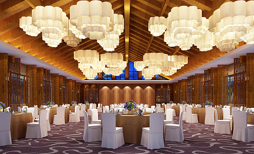 New Chinese Banquet Hall 3d model