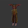 Ancient Traditional Costume With Brown Robe Gold Belt And Decorative Details