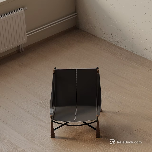 Modern Black Leather Dining Chair With Wooden Legs And Minimalist Home Design 3d model 