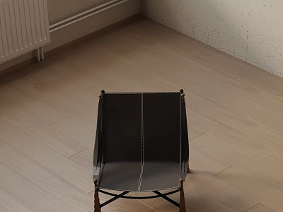 Modern Black Leather Dining Chair With Wooden Legs And Minimalist Home Design 3d model