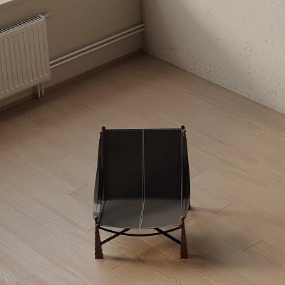 Modern Black Leather Dining Chair With Wooden Legs And Minimalist Home Design 3d model