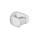 Modern Minimalist Single Sofa With White Upholstery And Curved Arms Wooden Legs