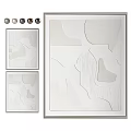 Minimalist Abstract Painting With Geometric Shapes And Textured White Framed Design