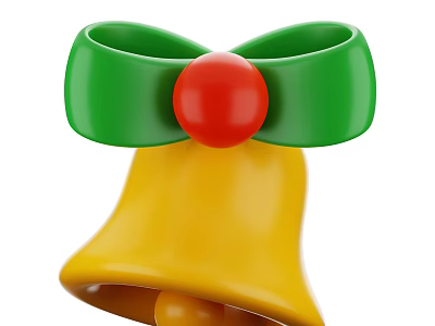 Colorful Decorative Ornament Set With Green Bow Red Ball And Yellow Bell 3d model