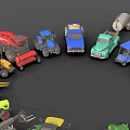 Different Types Of Colorful Toy Cars And Model Vehicles Arranged In Circle