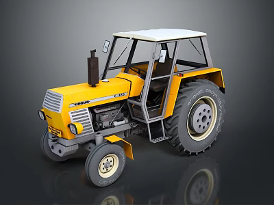 Deutz D 40 Yellow Tractor With White Roof Black Exhaust Pipe Large Wheels And Cabin 3d model