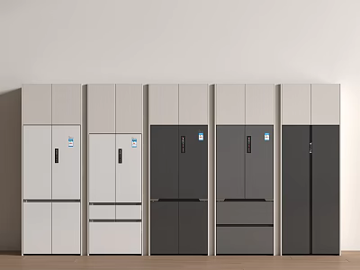 Modern Fridge Freezers With White Black Grey Colors And Sleek Contemporary Design 3d model