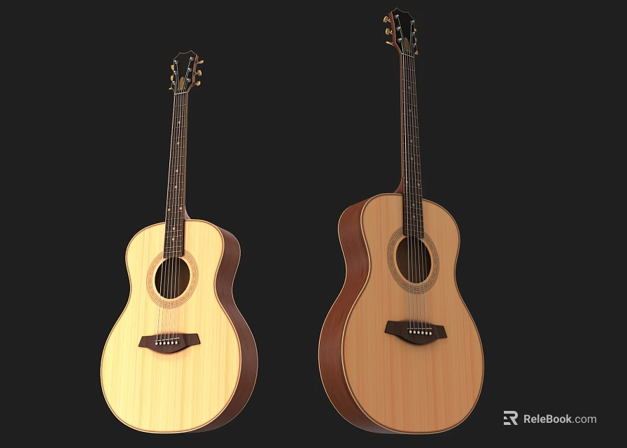 High Quality Acoustic Guitars With Natural Wood Body And Classic Design For Musicians 3d model 