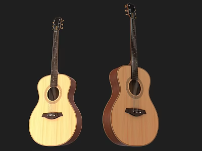 High Quality Acoustic Guitars With Natural Wood Body And Classic Design For Musicians 3d model