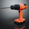 Orange and Black Cordless Electric Drill with Drill Bit for DIY Projects 3d model