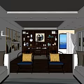 Modern Office Interior With Sofa Chairs Bookshelves Decor And Window View 3d model
