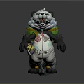 3D Panda Character Model With Decorative Clothing And Vibrant Color Details
