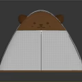 Cute Cartoon Bear Design Kids Play Tent with Brown and White Mesh Bottom