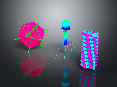 Three Colorful Decorative Household Items With Geometric Shapes And Reflective Surfaces 3d model