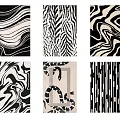Square Rugs With Various Modern Patterns Including Zebra Snake Wave And Striped Designs 3d model
