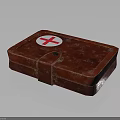 Vintage Red Leather First Aid Kit With White Cross Symbol And Classic Look