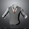Fashionable Gray Vest Outfit With White Shirt Red Checkered Tie And Rolled Up Cuffs