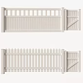 White Wooden Fence With Panel And Picket Styles Featuring Gate Design 3d model