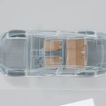 Transparent Mesh Car Model Showcasing Brown Interior Seats And Body Structure With Wheels 3d model