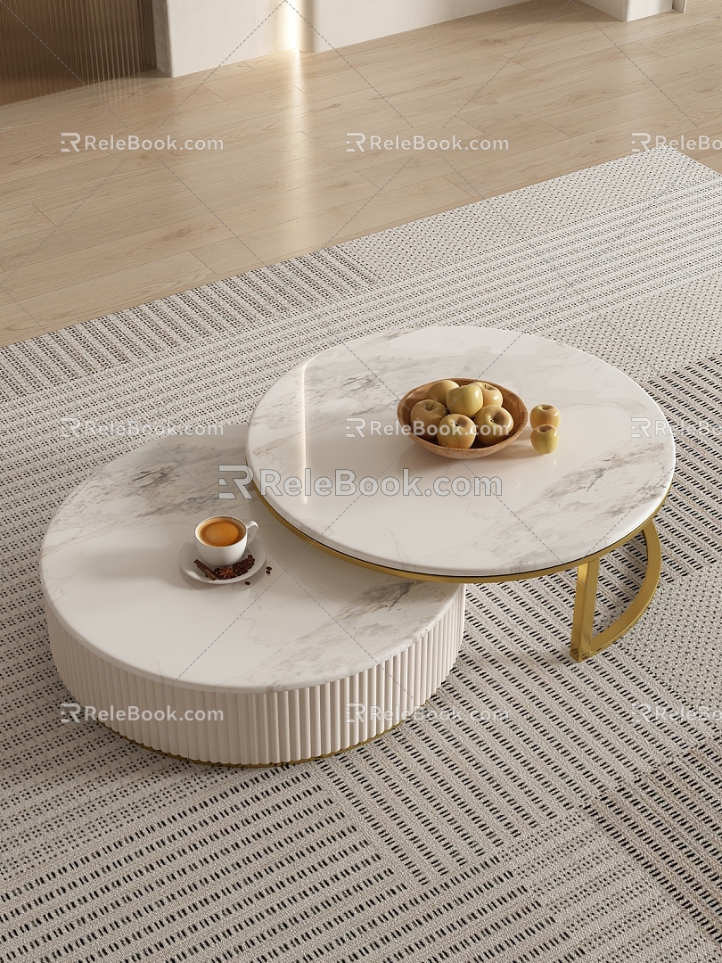 Light Luxury Coffee Table Cream Coffee Table 3d model