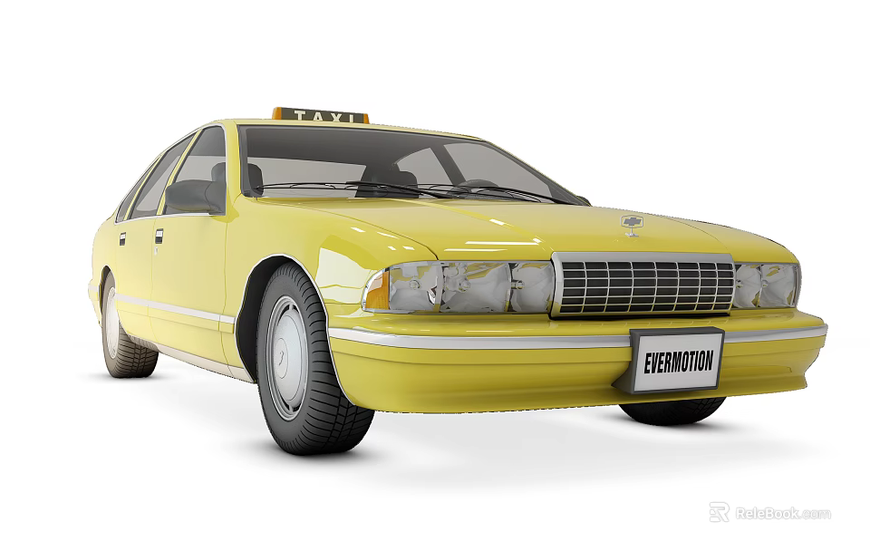 Yellow Classic Taxi Cab With TAXI Sign And Clean Exterior Design 3d model 
