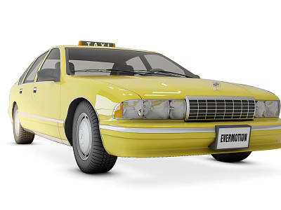 Yellow Classic Taxi Cab With TAXI Sign And Clean Exterior Design 3d model