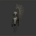 Intricate Silver Armor With Golden Decorations Horns And Wing Like Structures 3d model