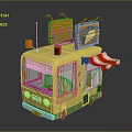 Daily Use Yellow Food Truck with Red and White Striped Awning and Orange Taco Sign