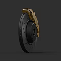 Automotive Brake Disc With Gold Caliper And Black Rotor Design