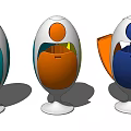 Children's egg-shaped trash can modern trash can 3d model