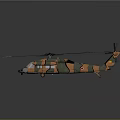 Military Helicopter With Green And Orange Camouflage Paint Large Rotors Modern Design And Equipment