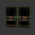 Rustic Brown Double Door With Mesh Panels And EXIT Signs Design